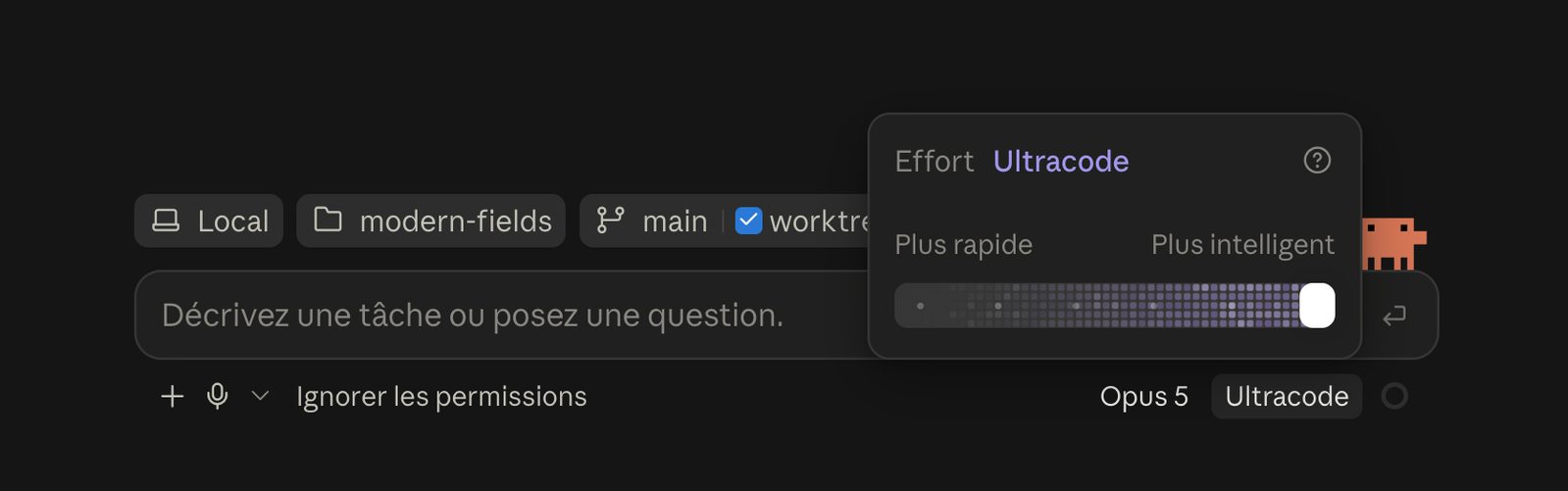 La fenêtre de choix de l'effort dans Claude Code.