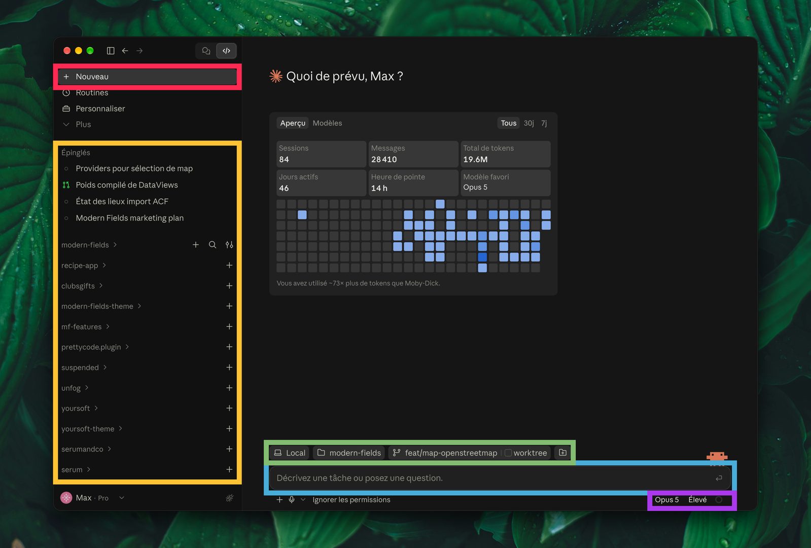 L'interface de Claude en mode code sur Mac OS.