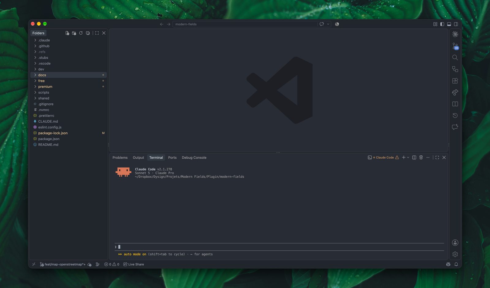 Claude Code CLI dans VS Code, sous la fenêtre dédiée à l'écriture de code.
